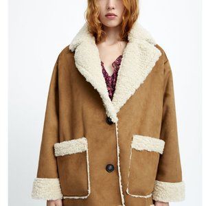 ZARA Double-Faced Faux Shearling Coat